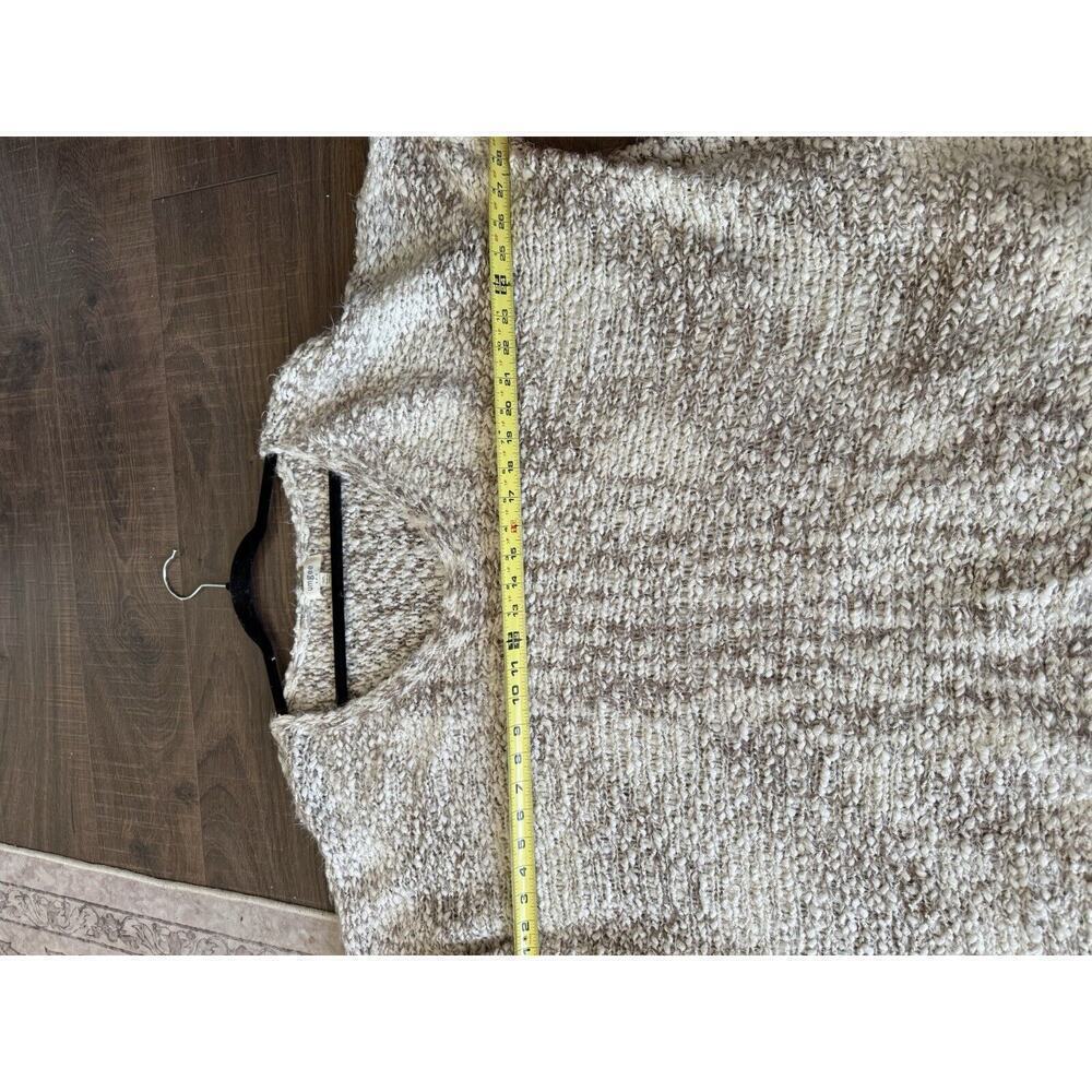 Umgee Cream Mocha Fringe Chunky Fuzzy Cozy Knit Sweater Size M/L - Picture 4 of 6